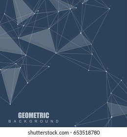 Geometric abstract background with connected line and dots. Structure molecule and communication. Scientific concept for your design. Medical, technology, science background. Vector illustration
