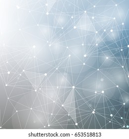 Geometric abstract background with connected line and dots. Structure molecule and communication. Scientific concept for your design. Medical, technology, science background. Vector illustration