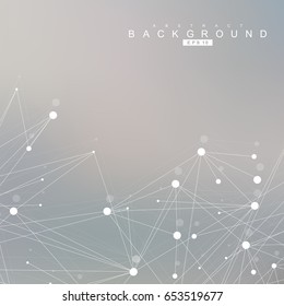 Geometric abstract background with connected line and dots. Structure molecule and communication. Scientific concept for your design. Medical, technology, science background. Vector illustration