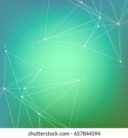 Geometric abstract background with connected line and dots. Structure molecule and communication. Scientific concept for your design. Medical, technology, science background. Vector illustration