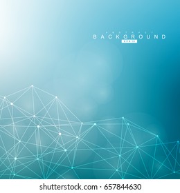 Geometric abstract background with connected line and dots. Structure molecule and communication. Scientific concept for your design. Medical, technology, science background. Vector illustration