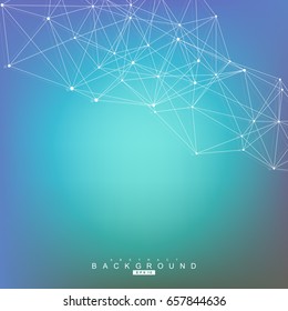 Geometric abstract background with connected line and dots. Structure molecule and communication. Scientific concept for your design. Medical, technology, science background. Vector illustration