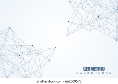 Geometric abstract background with connected line and dots. Structure molecule and communication. Scientific concept for your design. Medical, technology, science background. Vector illustration