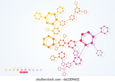 Geometric abstract background with connected line and dots. Structure molecule and communication. Scientific concept for your design. Medical, technology, science background. Vector illustration