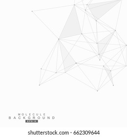 Geometric abstract background with connected line and dots. Structure molecule and communication. Scientific concept for your design. Medical, technology, science background. Vector illustration
