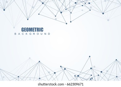 Geometric abstract background with connected line and dots. Structure molecule and communication. Scientific concept for your design. Medical, technology, science background. Vector illustration