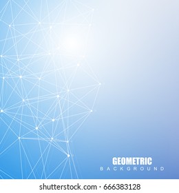 Geometric abstract background with connected line and dots. Structure molecule and communication. Scientific concept for your design. Medical, technology, science background. Vector illustration