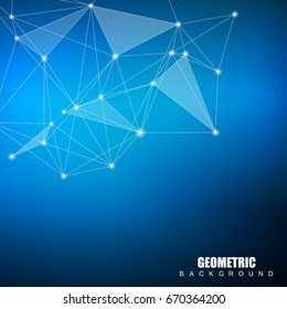 Geometric abstract background with connected line and dots. Structure molecule and communication. Scientific concept for your design. Medical, technology, science background. Vector illustration