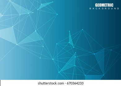Fondo geométrico abstracto con líneas y puntos conectados. Estructura molécula y comunicación. Concepto científico para su diseño. Antecedentes médicos, tecnológicos, científicos. Ilustración del vector