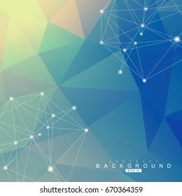 Geometric abstract background with connected line and dots. Structure molecule and communication. Scientific concept for your design. Medical, technology, science background. Vector illustration