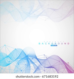 Geometric abstract background with connected line and dots. Structure molecule and communication. Scientific concept for your design. Medical, technology, science background. Vector illustration