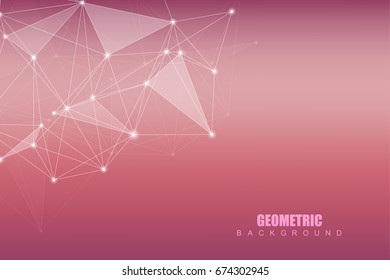 Geometric abstract background with connected line and dots. Structure molecule and communication. Scientific concept for your design. Medical, technology, science background. Vector illustration