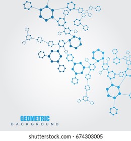 Geometric abstract background with connected line and dots. Structure molecule and communication. Scientific concept for your design. Medical, technology, science background. Vector illustration