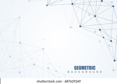 Fondo geométrico abstracto con líneas y puntos conectados. Estructura molécula y comunicación. Concepto científico para su diseño. Antecedentes médicos, tecnológicos, científicos. ilustración