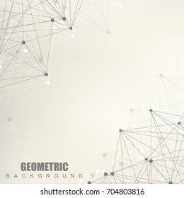 Geometric abstract background with connected line and dots. Structure molecule and communication. Scientific concept for your design. Medical, technology, science background. Vector illustration