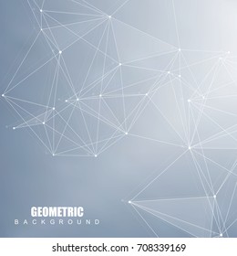 Geometric abstract background with connected line and dots. Structure molecule and communication. Scientific concept for your design. Medical, technology, science background. Vector illustration.