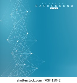 Geometric abstract background with connected line and dots. Structure molecule and communication. Scientific concept for your design. Medical, technology, science background. Vector illustration.