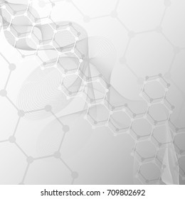 Geometric abstract background with connected line and dots. Structure molecule and communication. Scientific concept for your design. Medical, technology, science background. Vector illustration