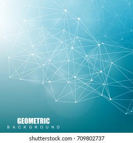 Geometric abstract background with connected line and dots. Structure molecule and communication. Scientific concept for your design. Medical, technology, science background. Vector illustration