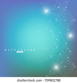 Geometric abstract background with connected line and dots. Structure molecule and communication. Scientific concept for your design. Medical, technology, science background. Vector illustration