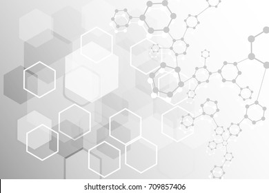 Geometric abstract background with connected line and dots. Structure molecule and communication. Scientific concept for your design. Medical, technology, science background. Vector illustration