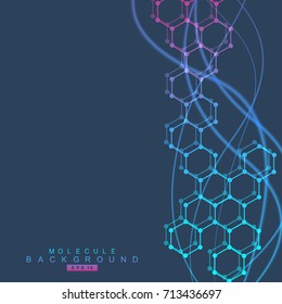 Geometric abstract background with connected line and dots. Structure molecule and communication. Scientific concept for your design. Medical, technology, science background. Vector illustration