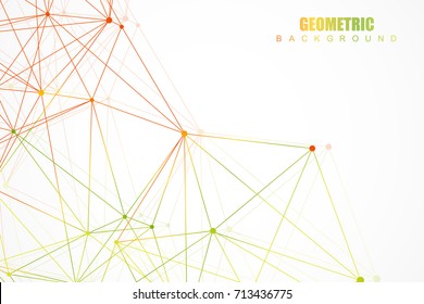 Geometric abstract background with connected line and dots. Structure molecule and communication. Scientific concept for your design. Medical, technology, science background. Vector illustration