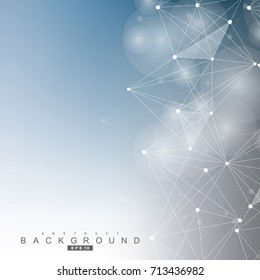 Geometric abstract background with connected line and dots. Structure molecule and communication. Scientific concept for your design. Medical, technology, science background. Vector illustration