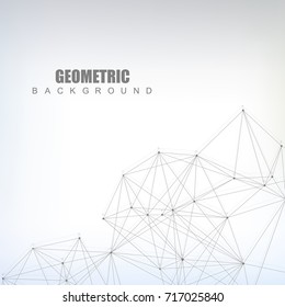 Geometric abstract background with connected line and dots. Structure molecule and communication. Scientific concept for your design. Medical, technology, science background. Vector illustration