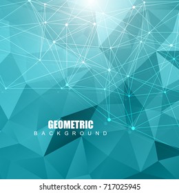 Geometric abstract background with connected line and dots. Structure molecule and communication. Scientific concept for your design. Medical, technology, science background. Vector illustration
