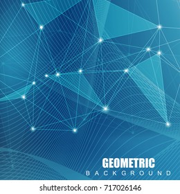 Geometric abstract background with connected line and dots. Structure molecule and communication. Scientific concept for your design. Medical, technology, science background. Vector illustration