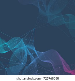 Geometric abstract background with connected line and dots. Structure molecule and communication. Scientific concept for your design. Medical, technology, science background. Vector illustration
