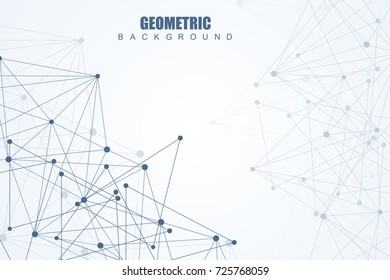 Geometric abstract background with connected line and dots. Structure molecule and communication. Scientific concept for your design. Medical, technology, science background. Vector illustration