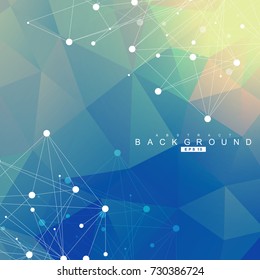 Geometric abstract background with connected line and dots. Structure molecule and communication. Scientific concept for your design. Medical, technology, science background. Vector illustration