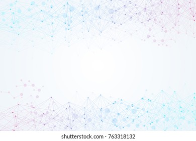 Geometric abstract background with connected line and dots. Structure molecule and communication. Scientific concept for your design. Medical, technology, science background. Vector illustration