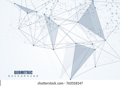 Fondo geométrico abstracto con líneas y puntos conectados. Estructura molécula y comunicación. Concepto científico para su diseño. Antecedentes médicos, tecnológicos, científicos. Ilustración del vector