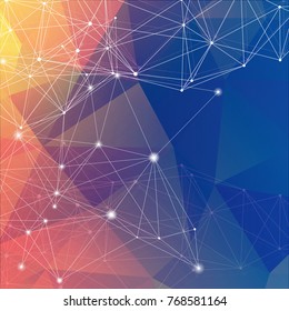 Geometric abstract background with connected line and dots. Structure molecule and communication. Scientific concept for your design. Medical, technology, science background. Vector illustration