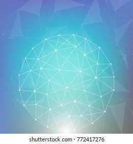 Geometric abstract background with connected line and dots. Structure molecule and communication. Scientific concept for your design. Medical, technology, science background. Vector illustration.