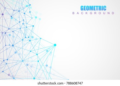 Geometric abstract background with connected line and dots. Structure molecule and communication. Big Data Visualization. Medical, technology, science background. Vector illustration
