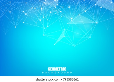 Geometric abstract background with connected line and dots. Structure molecule and communication. Big Data Visualization. Medical, technology, science background. Vector illustration