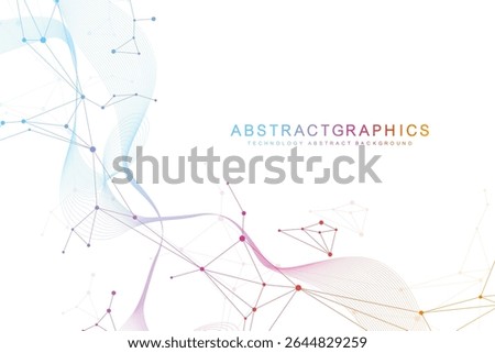 Geometric abstract background with connected line and dots. Structure molecule and communication. Big Data Visualization. Medical, technology, science background. Vector illustration.