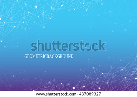 Geometric abstract background with connected line and dots. Molecular structure dna or neuron composition. Graphic background for your design. Vector illustration.