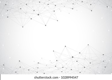 Geometric abstract background with connected lines and dots. Big data composition. Molecule and communication background. Graphic background for your design. Vector illustration