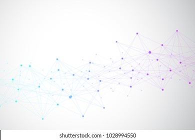 Geometric abstract background with connected lines and dots. Big data composition. Molecule and communication background. Graphic background for your design. Vector illustration