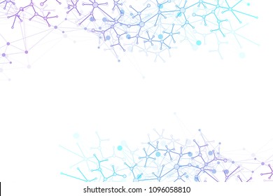 Geometric abstract background with connected lines and dots. Wave flow. Molecule and communication background. Graphic background for your design. Vector illustration