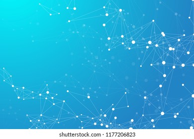 Geometrischer abstrakter Hintergrund mit verbundenen Linien und Punkten. Hintergrund künstlicher Intelligenz. Molekül und Kommunikationshintergrund. Grafischer Hintergrund für Ihr Design. Vektorgrafik