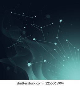 Geometric abstract background with connected lines and dots.