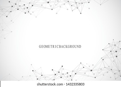 Geometric abstract background with connected lines and dots. Molecule and communication background. Graphic background for your design. Vector illustration