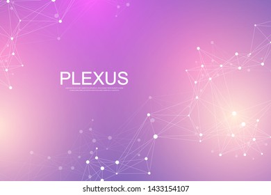 Geometric abstract background with connected lines and dots. Molecule and communication background. Graphic background for your design. Vector illustration