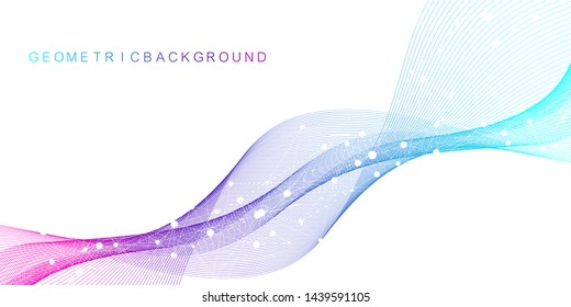 Geometric abstract background with connected lines and dots. Molecule and communication background. Graphic background for your design. Vector illustration